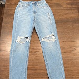American Eagle Outfitters Light Blue Ripped Straight Leg Jeans 000 Short